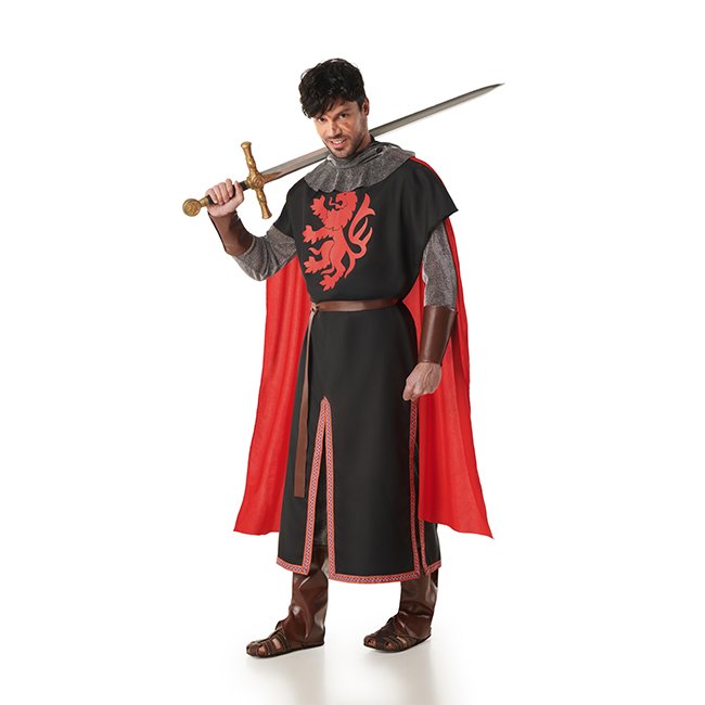 DISFRAZ DE CABALLERO MEDIEVAL NEGRO DE HOMBRE