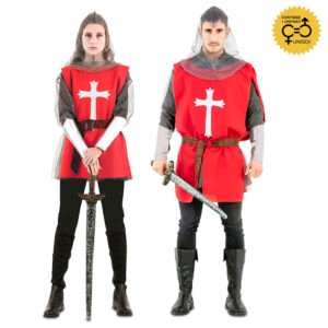 DISFRAZ CAPA GUERRERO MEDIEVAL ROJO UNISEX