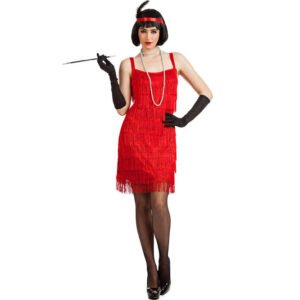 DISFRAZ DE CHARLESTÓN FLECOS ROJO MUJER