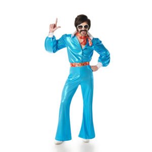 DISFRAZ DISCO AZUL AÑOS 70 DE HOMBRE