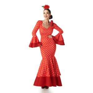 DISFRAZ DE FLAMENCO ROJO LUNAR BLANCO MUJER