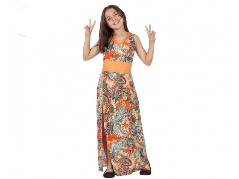 DISFRAZ DE HIPPIE NIÑA VESTIDO