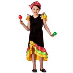 DISFRAZ DE RUMBERA NEGRO NIÑA
