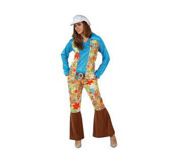 DISFRAZ DE HIPPIE AZUL MUJER