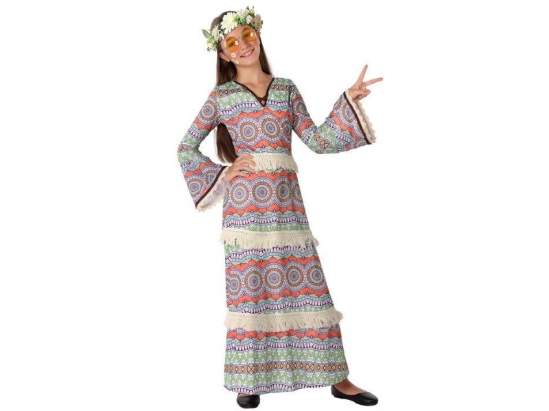 DISFRAZ DE HIPPIE VESTIDO LARGO NIÑA