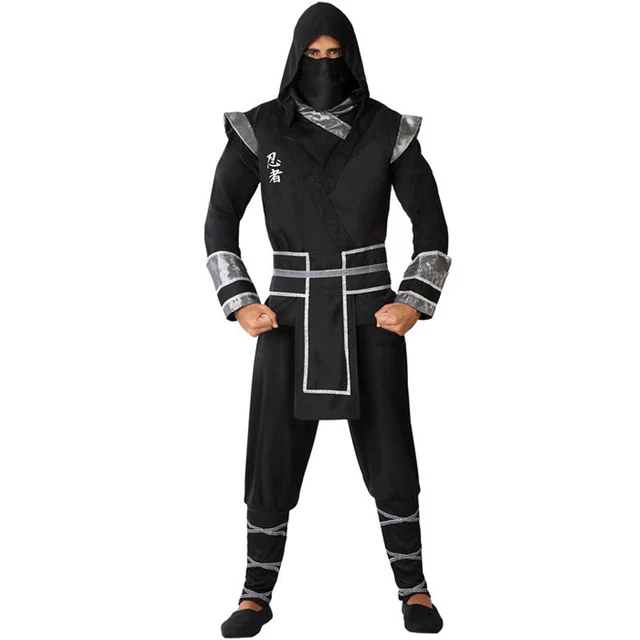 DISFRAZ NINJA NEGRO ADULTO PLATEADO