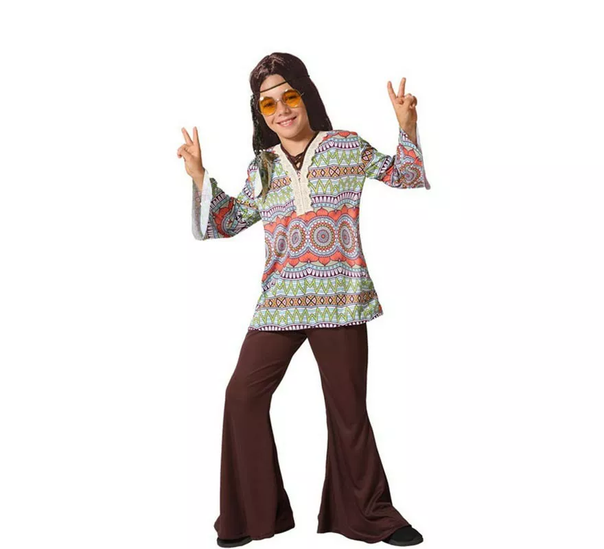 DISFRAZ DE HIPPIE NIÑO MARRÓN