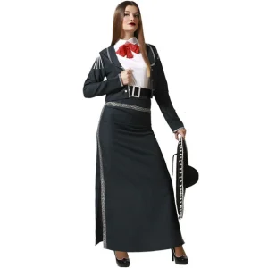 DISFRAZ DE MARIACHI VESTIDO NEGRO MUJER