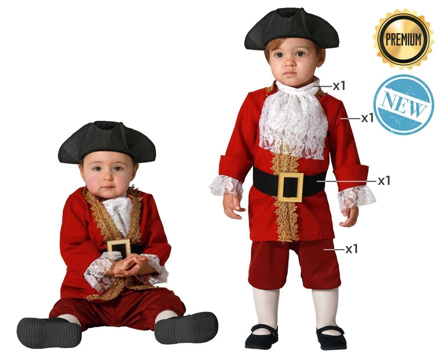 DISFRAZ DE CAPITÁN PIRATA ROJO BEBÉ