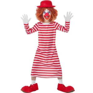 DISFRAZ DE PAYASO RAYAS BLANCAS Y ROJAS INFANTIL